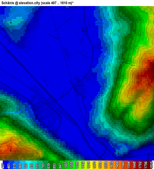 Schänis elevation map