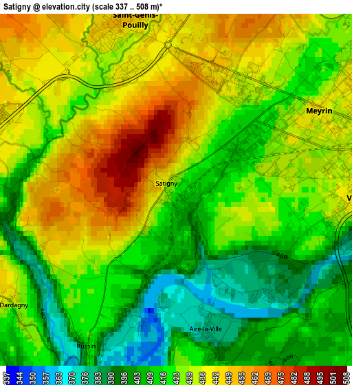 Satigny elevation map