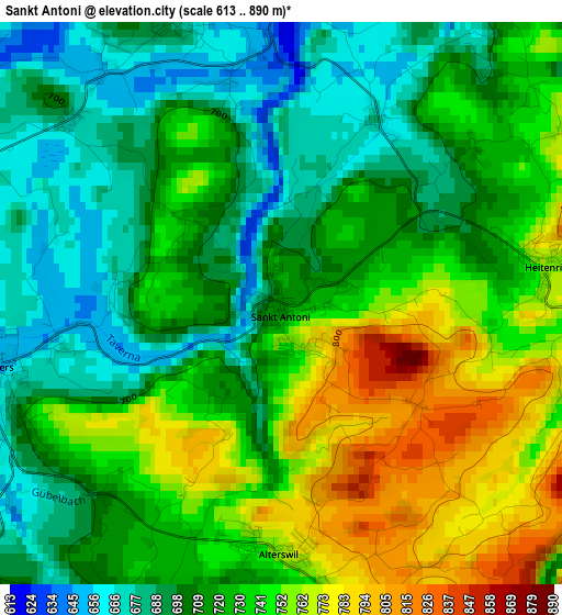 Sankt Antoni elevation map