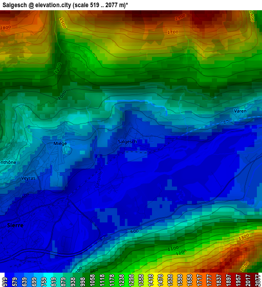 Salgesch elevation map