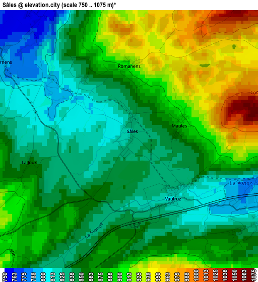 Sâles elevation map