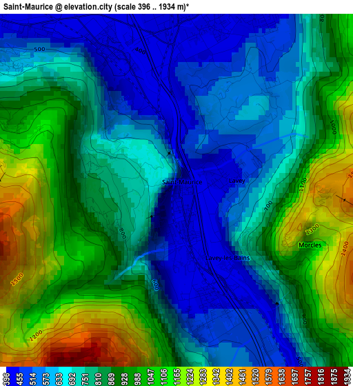 Saint-Maurice elevation map