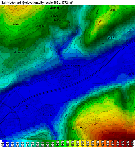 Saint-Léonard elevation map