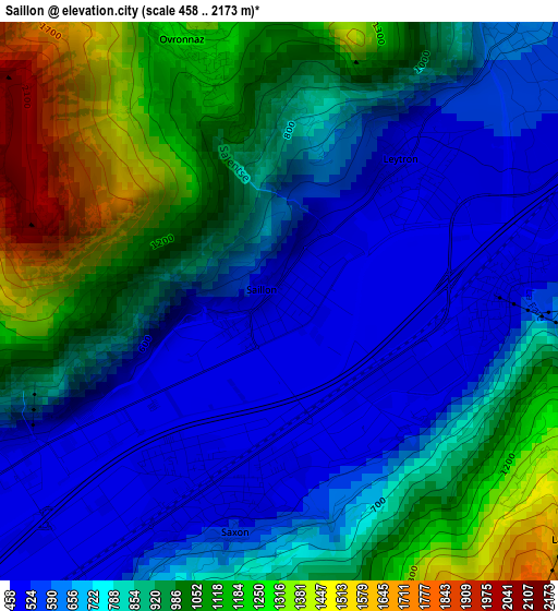 Saillon elevation map