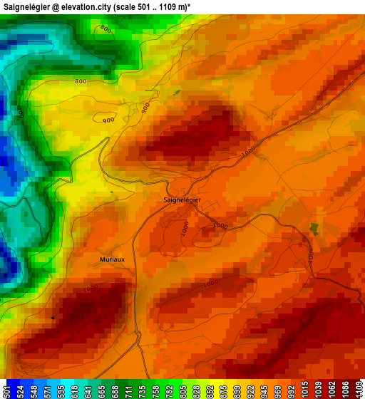 Saignelégier elevation map