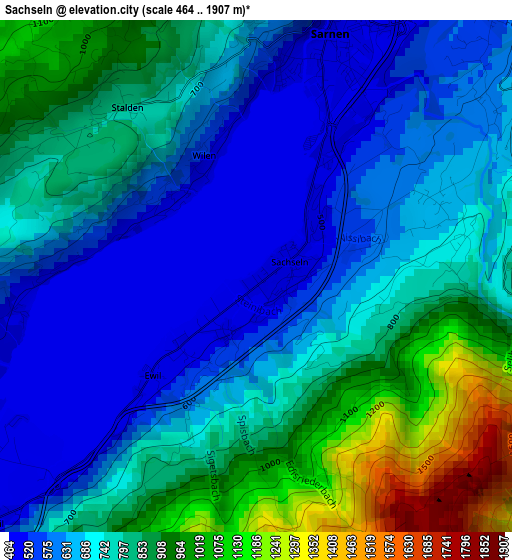 Sachseln elevation map