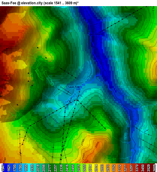 Saas-Fee elevation map