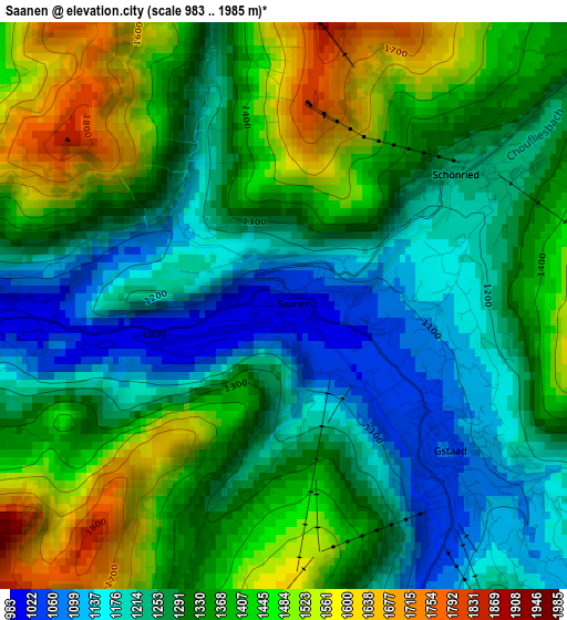 Saanen elevation map