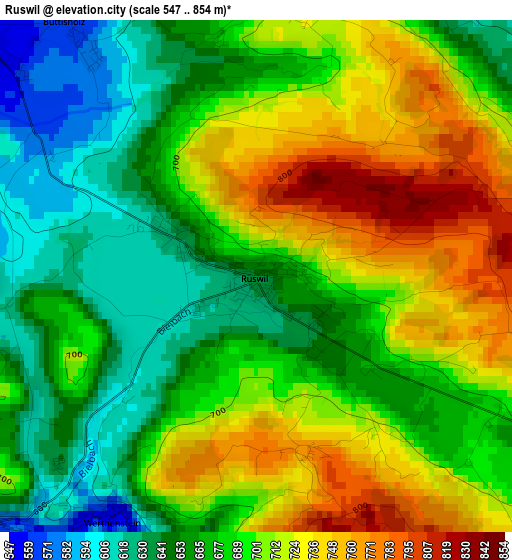 Ruswil elevation map