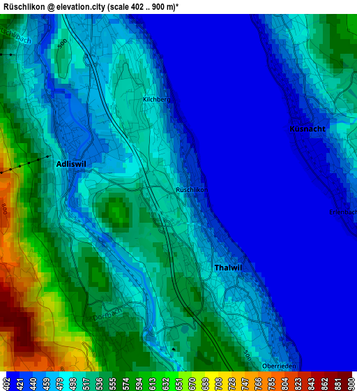 Rüschlikon elevation map