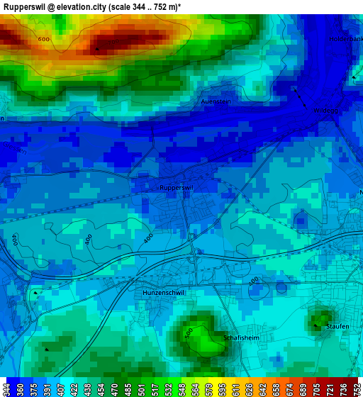 Rupperswil elevation map