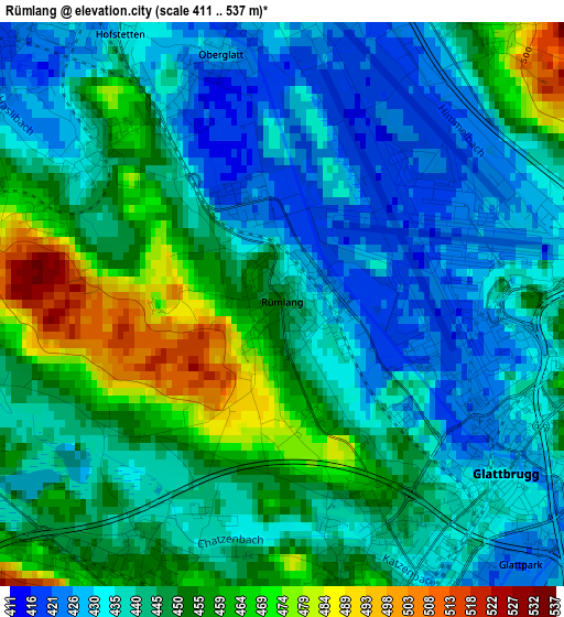 Rümlang elevation map