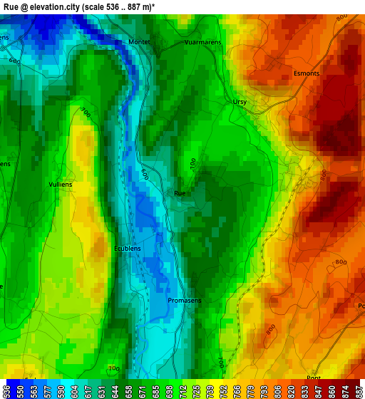 Rue elevation map