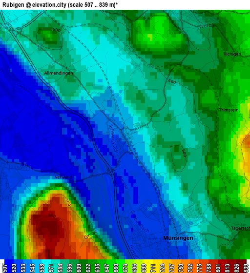 Rubigen elevation map