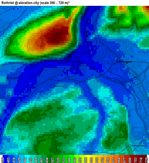 Rothrist elevation map
