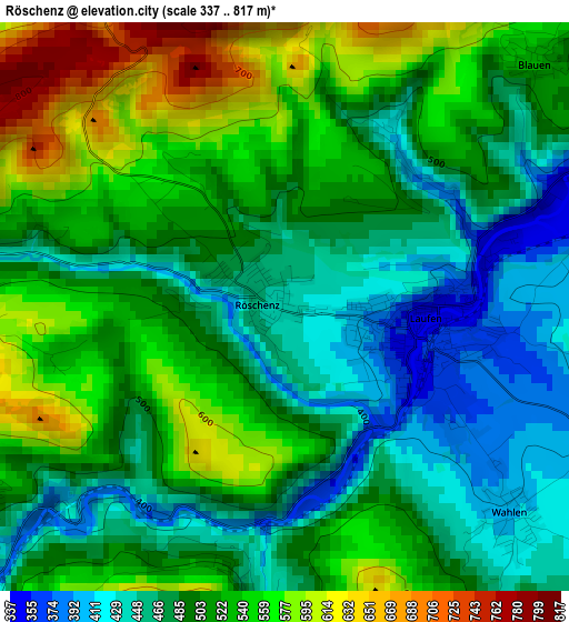 Röschenz elevation map