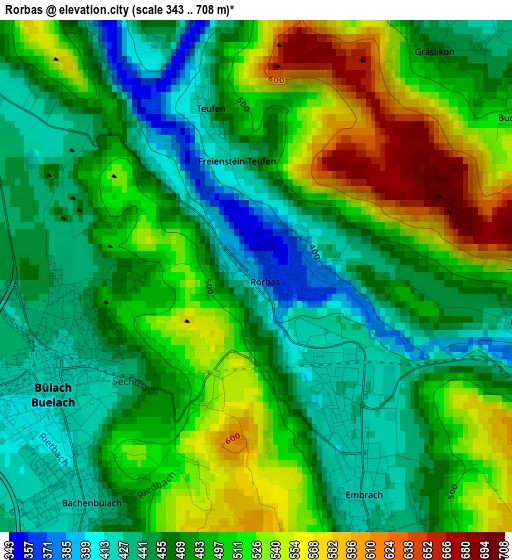 Rorbas elevation map