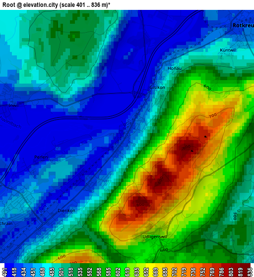 Root elevation map