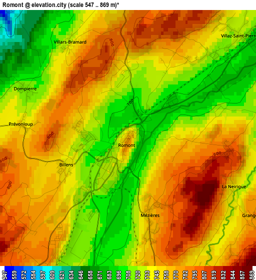 Romont elevation map