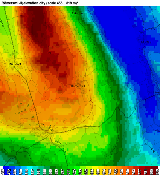 Römerswil elevation map