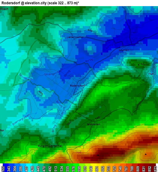 Rodersdorf elevation map