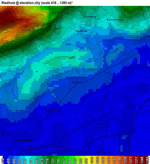 Riedholz elevation map