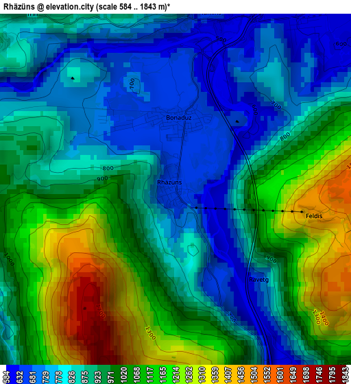 Rhäzüns elevation map