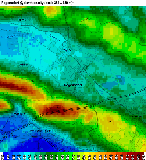 Regensdorf elevation map