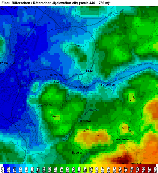 Elsau-Räterschen / Räterschen elevation map