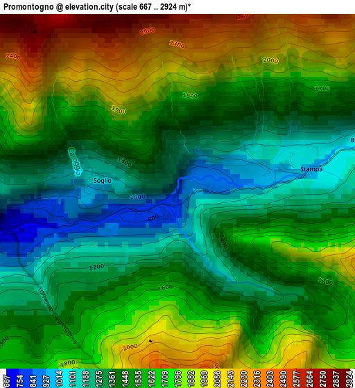 Promontogno elevation map
