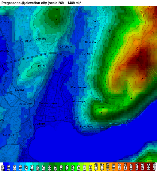 Pregassona elevation map