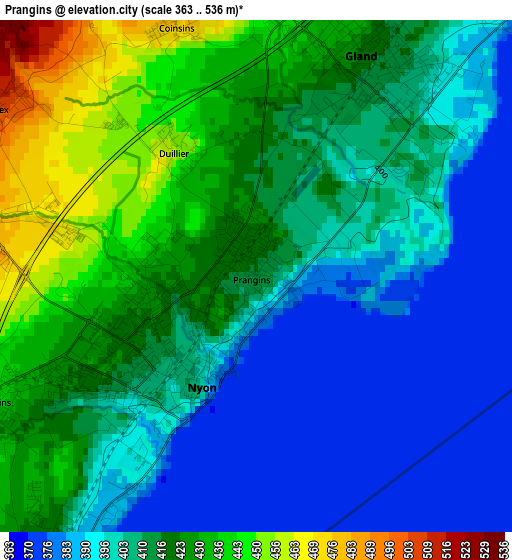 Prangins elevation map