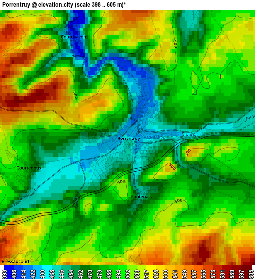 Porrentruy elevation map