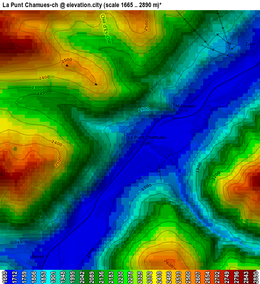 La Punt Chamues-ch elevation map