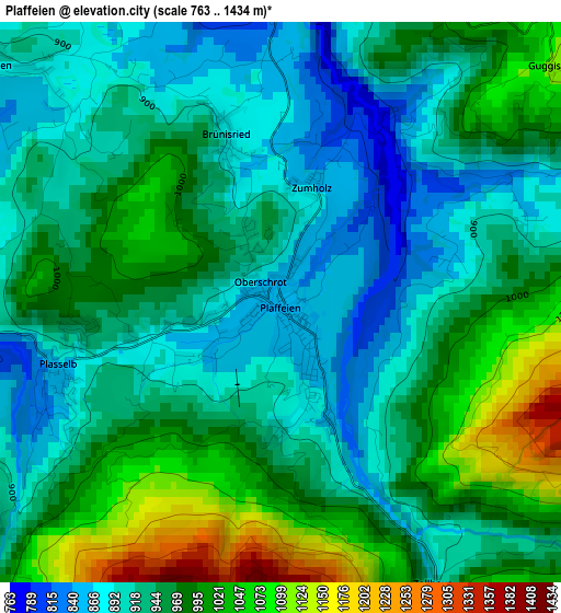 Plaffeien elevation map