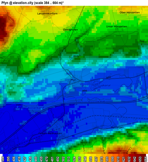 Pfyn elevation map