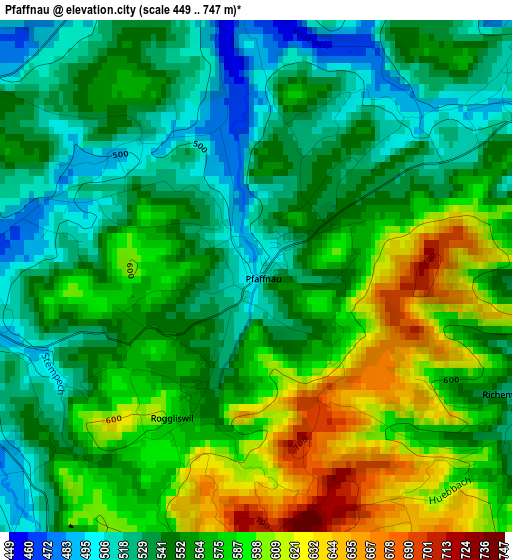 Pfaffnau elevation map