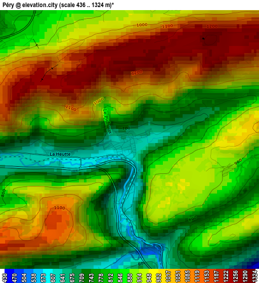 Péry elevation map