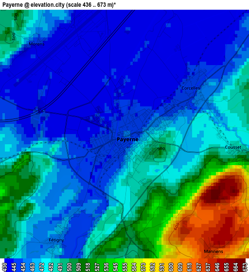 Payerne elevation map
