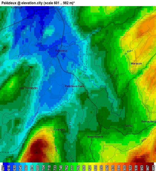 Palézieux elevation map