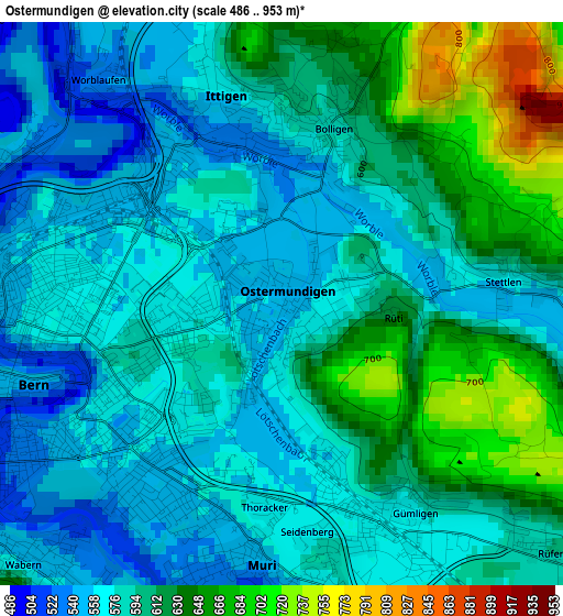 Ostermundigen elevation map