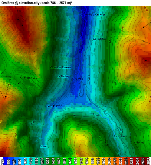 Orsières elevation map