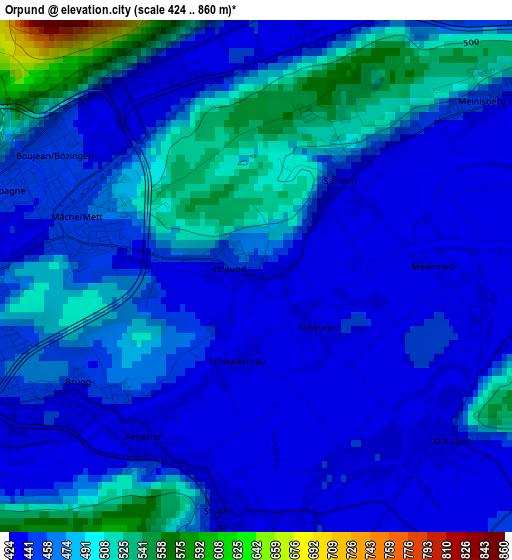 Orpund elevation map