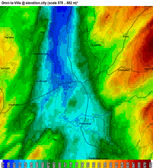 Oron-la-Ville elevation map