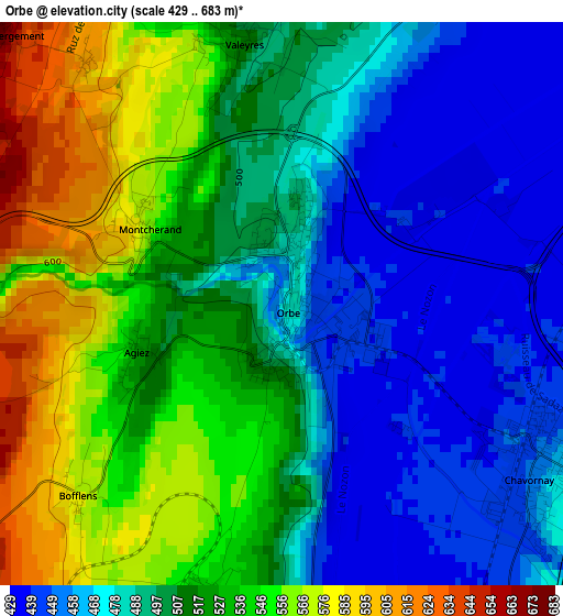 Orbe elevation map