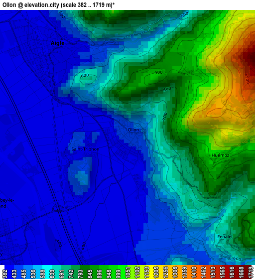 Ollon elevation map