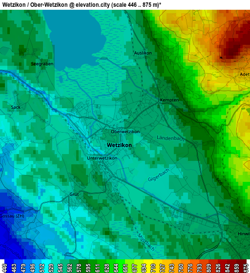 Wetzikon / Ober-Wetzikon elevation map