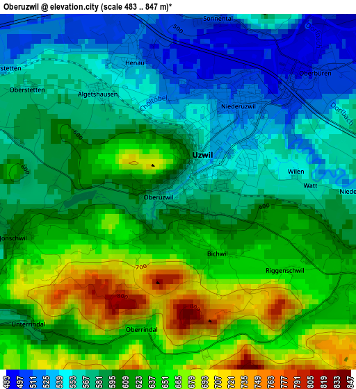 Oberuzwil elevation map