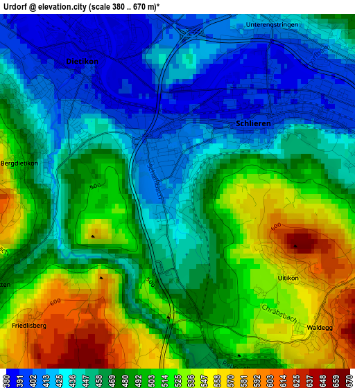 Urdorf elevation map