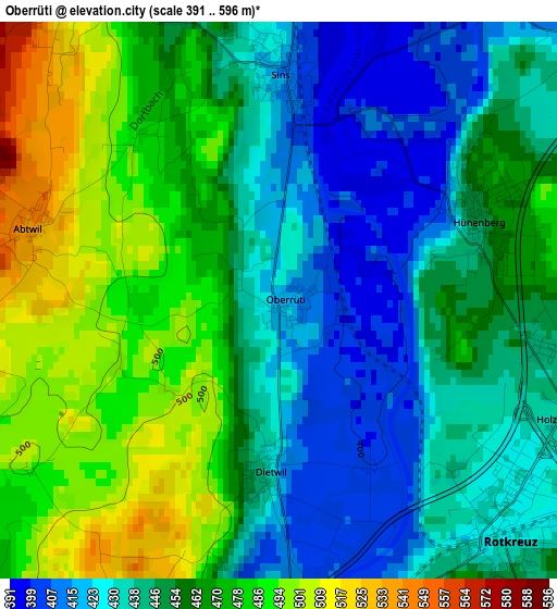 Oberrüti elevation map